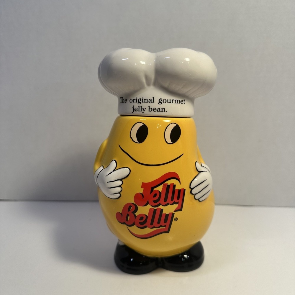 2006 Mr. Jelly Belly Chef Ceramic Candy Jar Character Canister. Yellow RARE